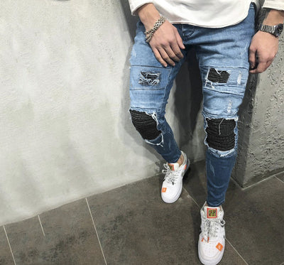 Men's ripped blue jeans