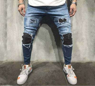 Men's ripped blue jeans