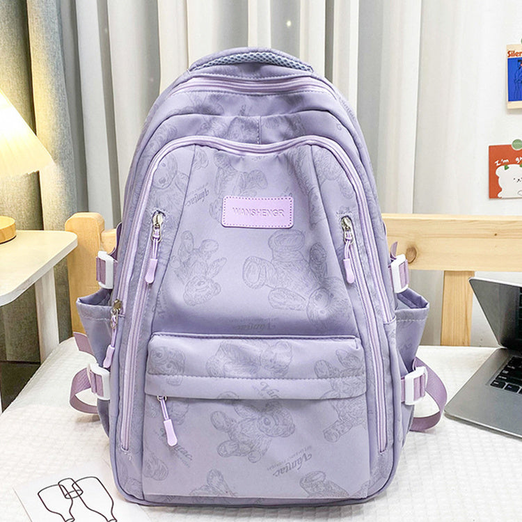 Cute Bears Print Backpack Fashion Versatile Large Capacity Travel Bags Women Junior High School Students Schoolbag Girls Campus Bag