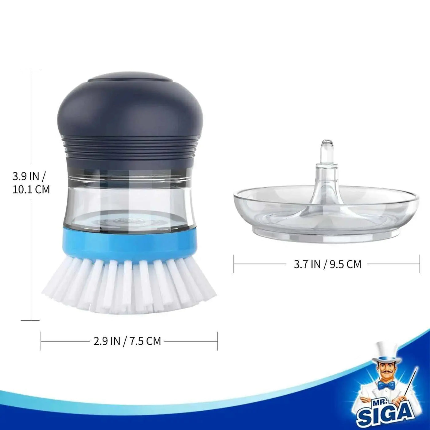 Soap Dispensing Palm Brush, Kitchen Brush with Holder for Pot MR.SIGA-Noubelkit