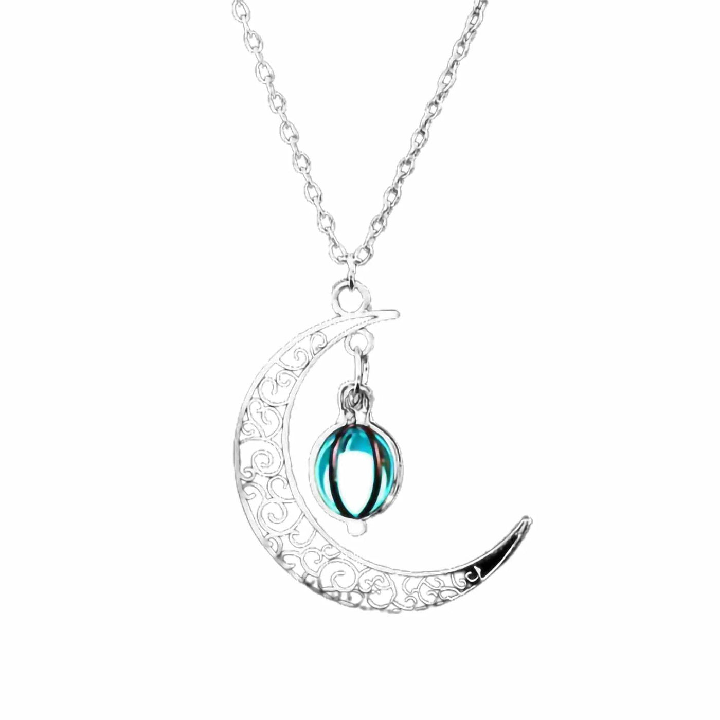 Glow necklace Moon Pendant Chain Jewelry Healing Natural Quartz Crystal-Noubelkit