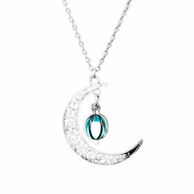 Glow necklace Moon Pendant Chain Jewelry Healing Natural Quartz Crystal-Noubelkit