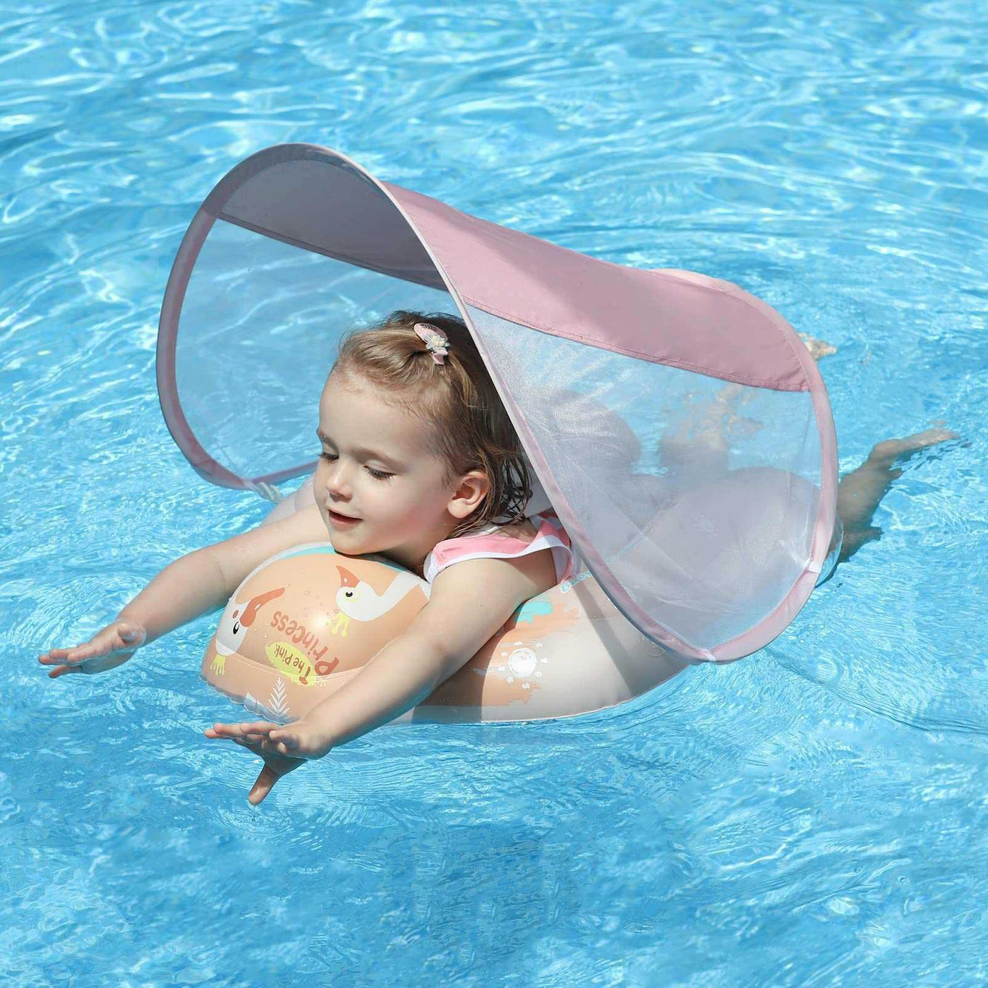 Baby Inflatable Float with Sun Canopy Size Improved Infant Pool Swims-Noubelkit