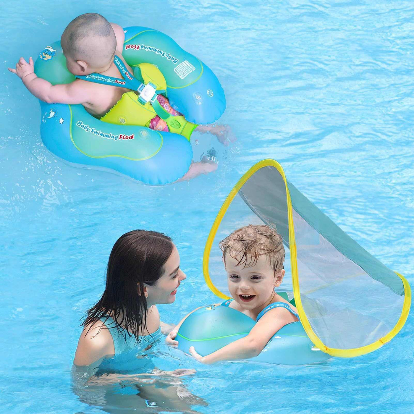 Baby Inflatable Float with Sun Canopy Size Improved Infant Pool Swims-Noubelkit