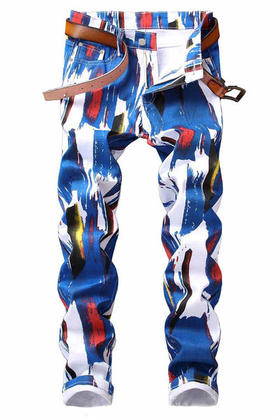 Jeans Skinny Denim Pants baylvn Men's Casual Printed Slim Fit skinny-Noubelkit