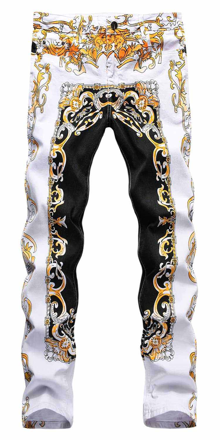 Jeans Skinny Denim Pants baylvn Men's Casual Printed Slim Fit skinny-Noubelkit