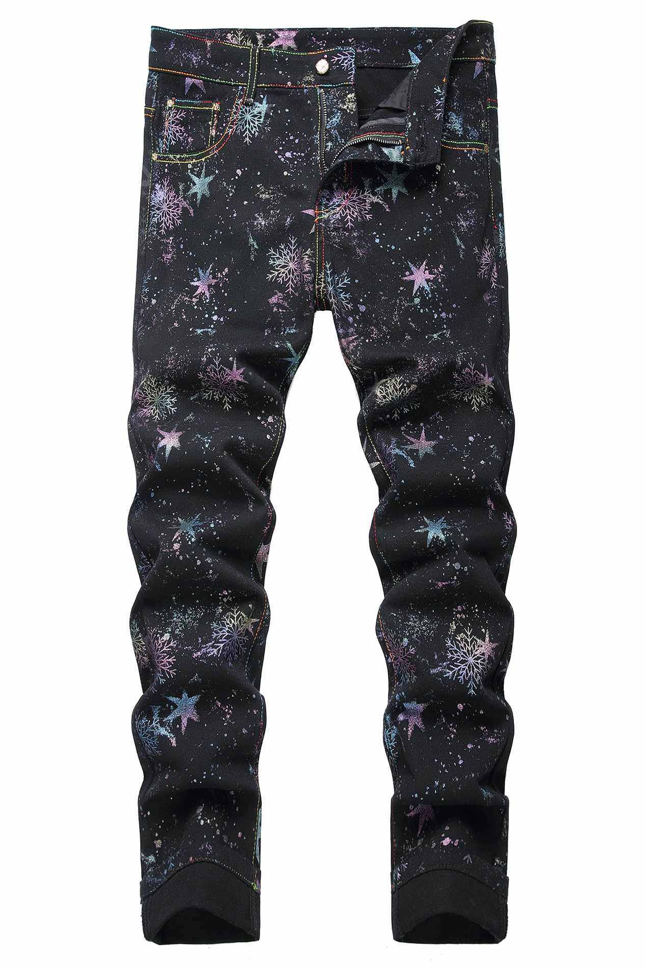 Jeans Skinny Denim Pants baylvn Men's Casual Printed Slim Fit skinny-Noubelkit