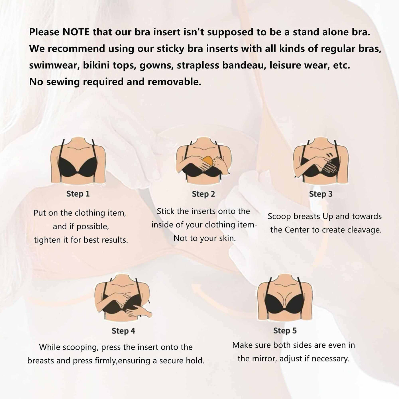 Padding Ultra Inserts Double-Sided Adhesive Pads Sticky Bikini Inserts-Noubelkit