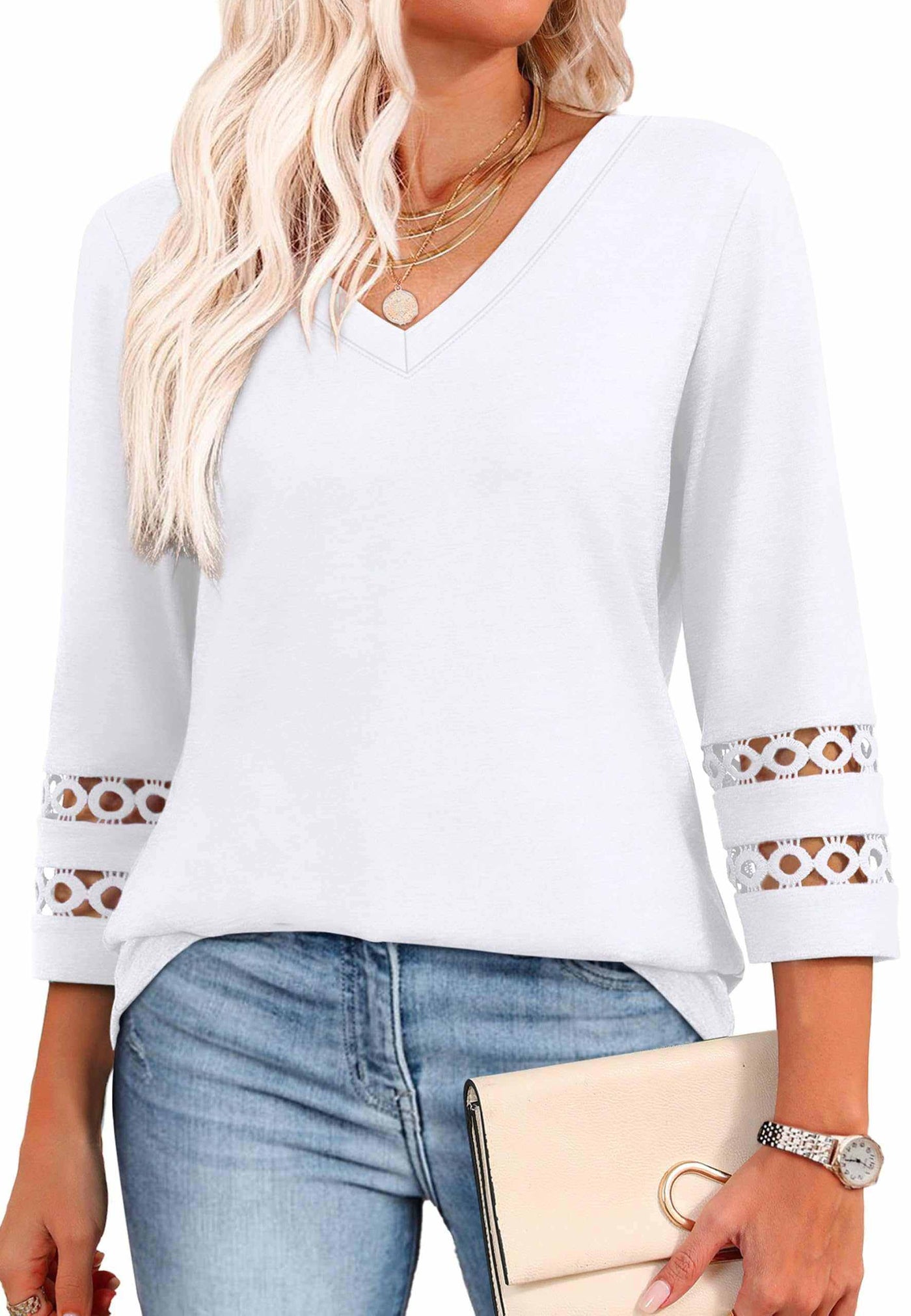 34 length sleeve tops-Noubelkit