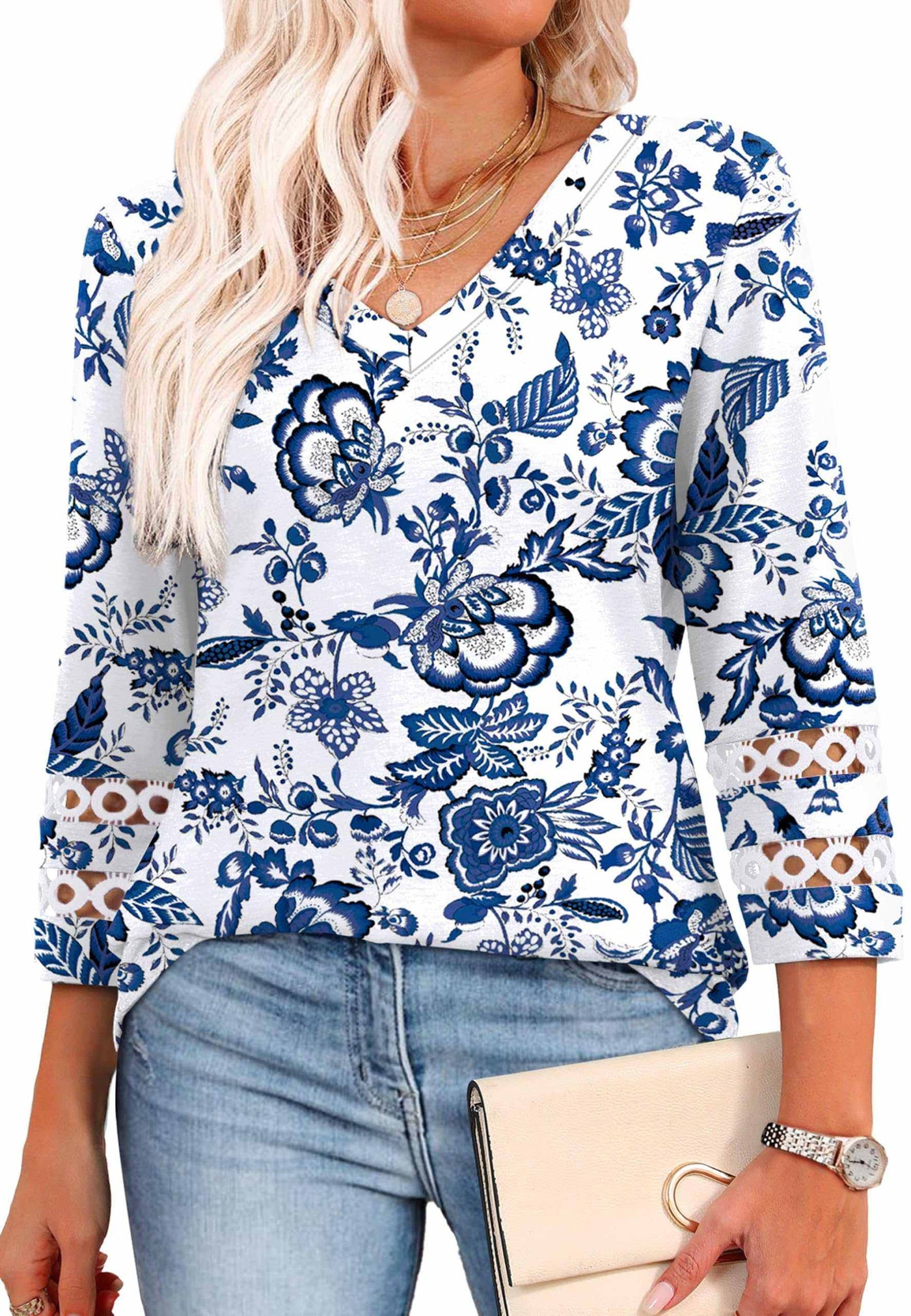 34 length sleeve tops-Noubelkit