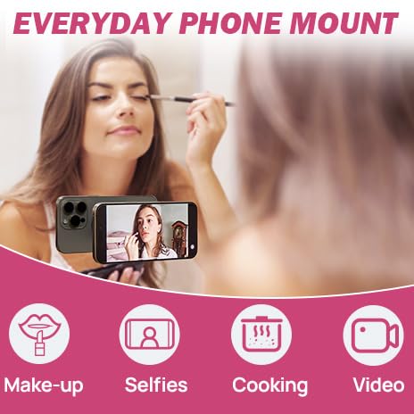 Shower Phone Holder, Reusable Suction Cup Phone Mount for Shower, Mirror, Kitchen, Window & Bathroom, Shower Phone Mount Compatible with iPhone 16, 15, 14, 13, 12 & All Phones - Noubelkit