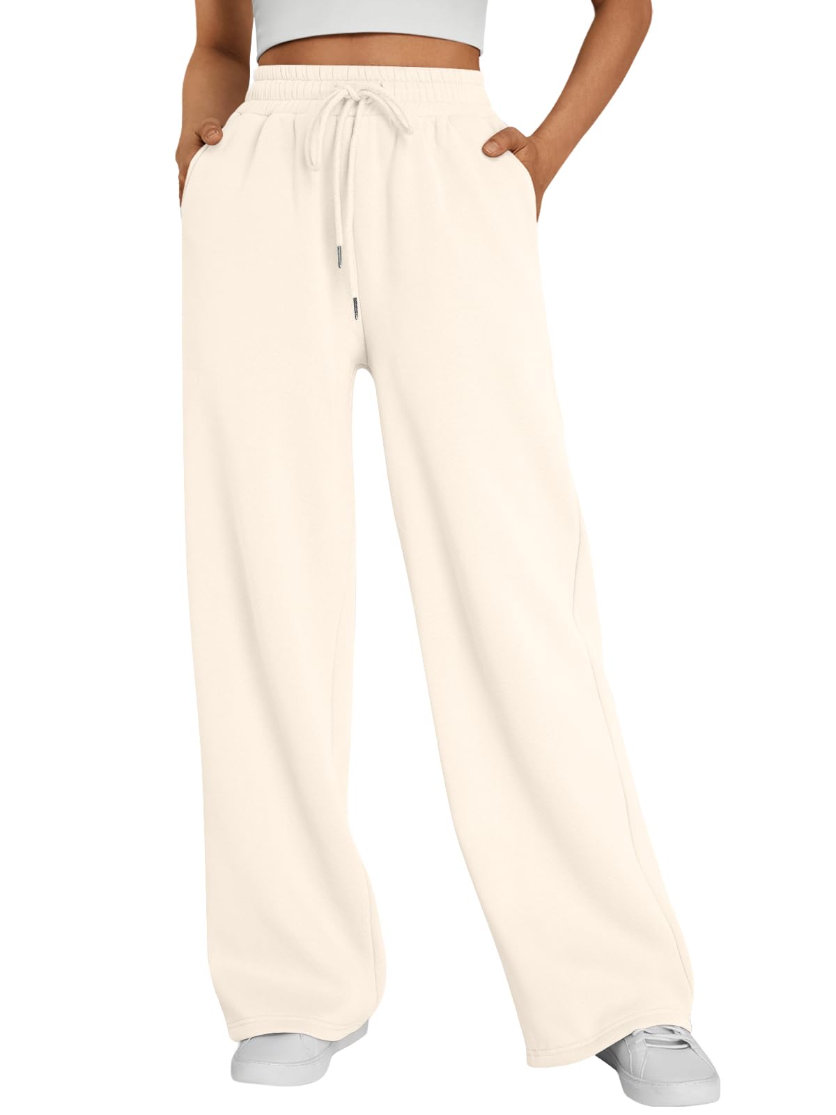 Trendy Queen Womens Wide Leg Fleece Lined Sweatpants - Noubelkit