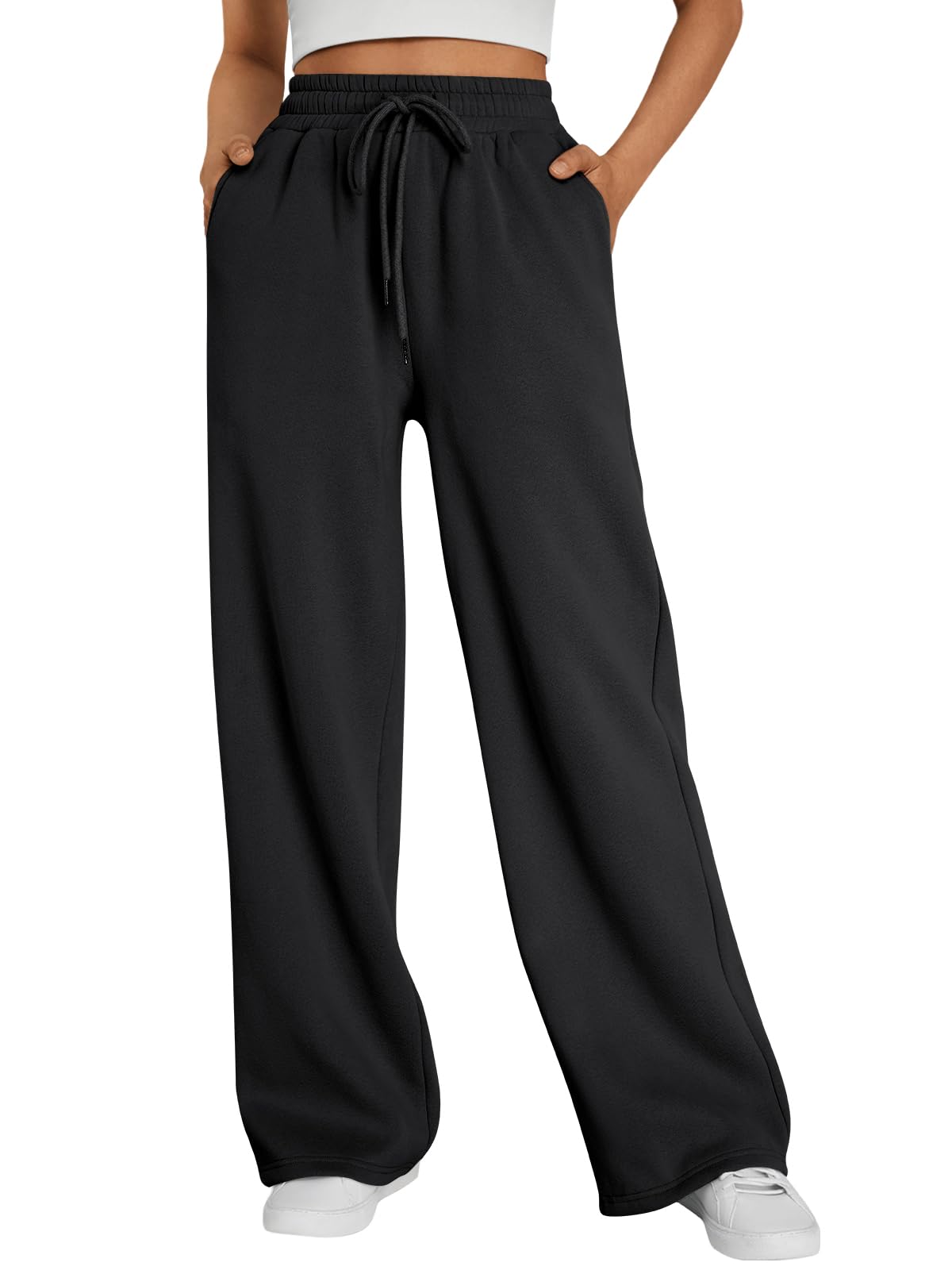Trendy Queen Womens Wide Leg Fleece Lined Sweatpants - Noubelkit