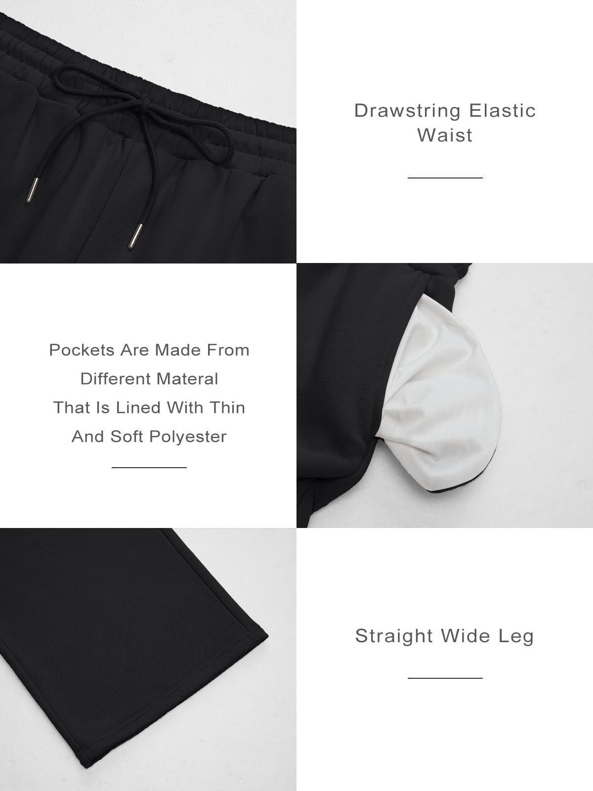 Trendy Queen Womens Wide Leg Fleece Lined Sweatpants - Noubelkit