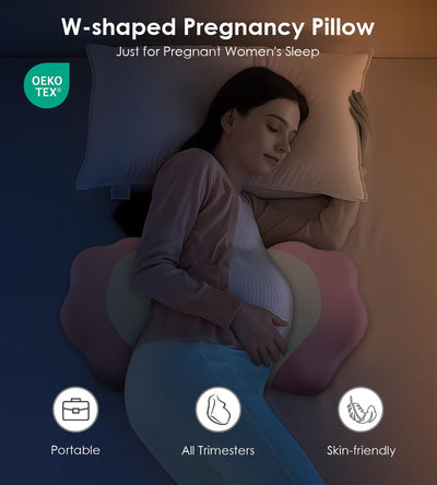 Pregnancy Pillows for Sleeping, Memory Foam Maternity Pillow Support for Back Belly HIPS, Adjustable Travel Wedge Pillow for Pregnant Women, Side Spleeping Pregnant Pillows with Cooling Pillowcase