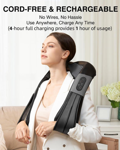 Nekteck Shiatsu Neck Massager for Pain Relief Deep Tissue with Heat, 3D Kneading Massage Pillow Back Shoulder Massagerfor Body Muscle, Plug-in Use for Home Office Car, Gifts for Mom Dad Him Her