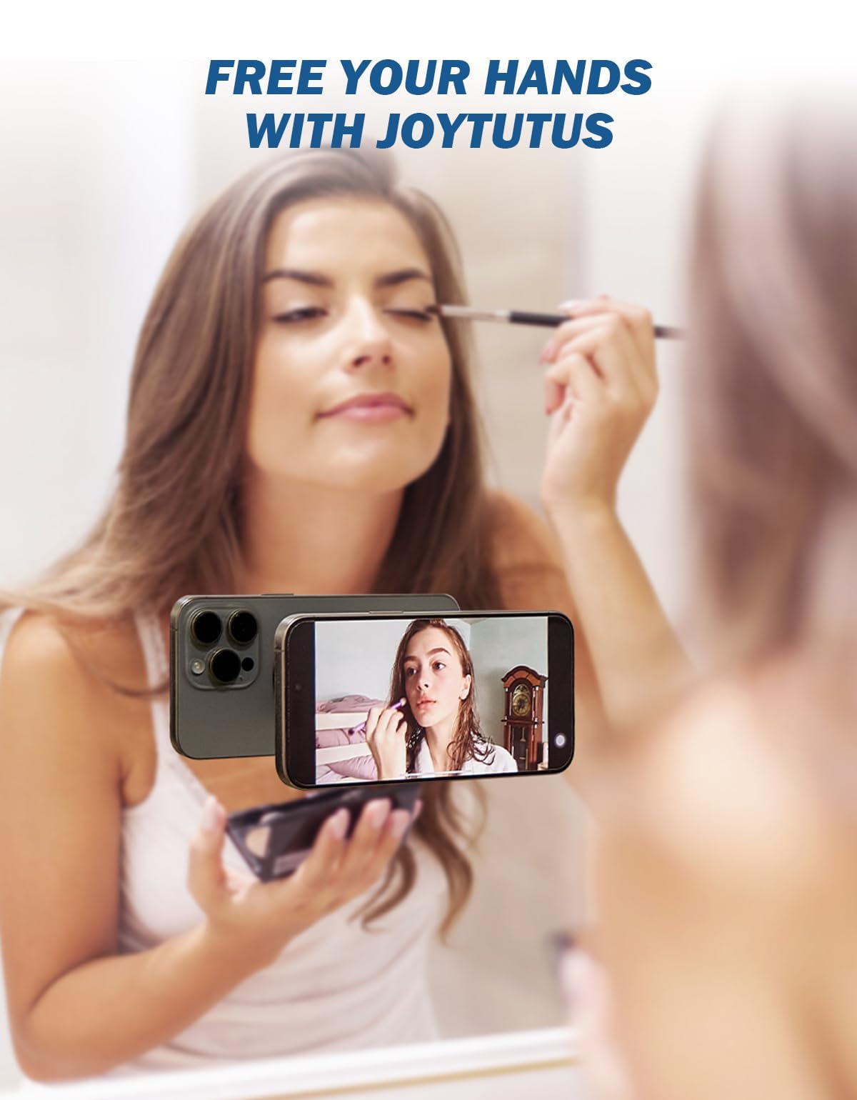 Shower Phone Holder, Reusable Suction Cup Phone Mount for Shower, Mirror, Kitchen, Window & Bathroom, Shower Phone Mount Compatible with iPhone 16, 15, 14, 13, 12 & All Phones - Noubelkit