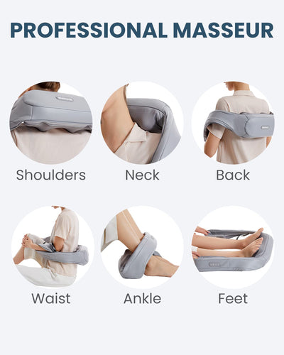 Nekteck Shiatsu Neck Massager for Pain Relief Deep Tissue with Heat, 3D Kneading Massage Pillow Back Shoulder Massagerfor Body Muscle, Plug-in Use for Home Office Car, Gifts for Mom Dad Him Her