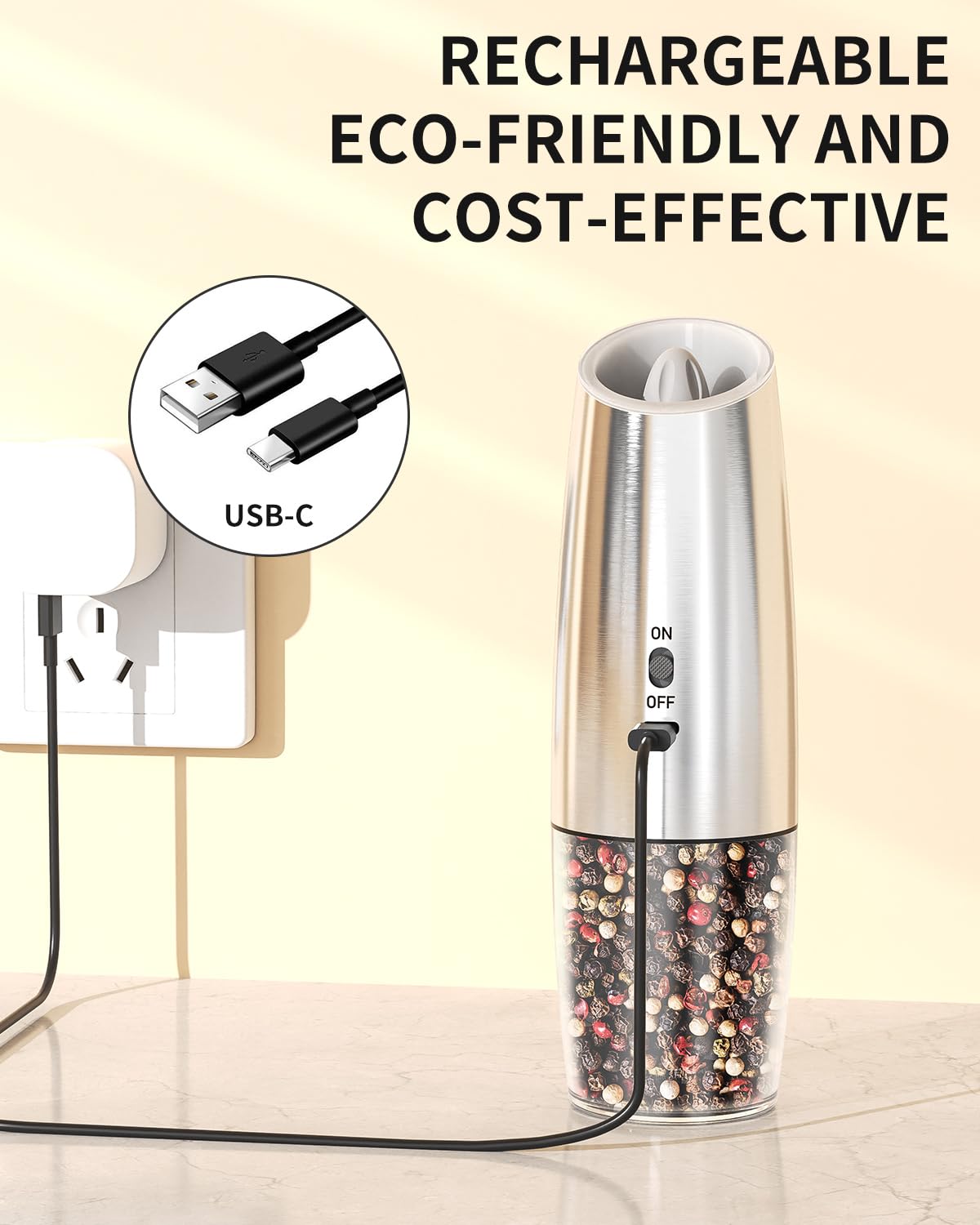 CIRCLE JOY Gravity Electric Salt and Pepper Grinder Set - Noubelkit