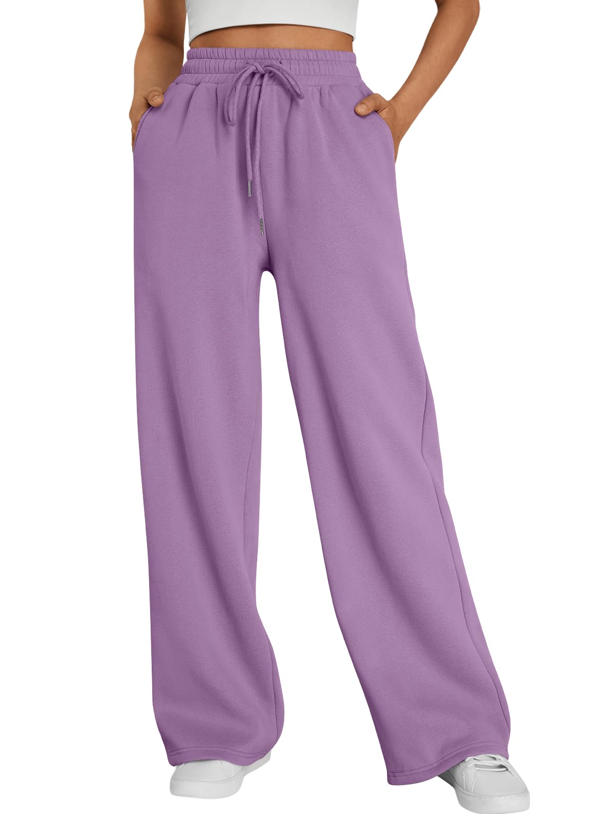 Trendy Queen Womens Wide Leg Fleece Lined Sweatpants - Noubelkit