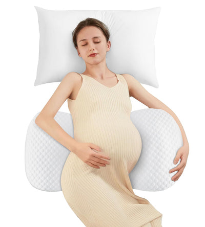 Pregnancy Pillows for Sleeping, Memory Foam Maternity Pillow Support for Back Belly HIPS, Adjustable Travel Wedge Pillow for Pregnant Women, Side Spleeping Pregnant Pillows with Cooling Pillowcase