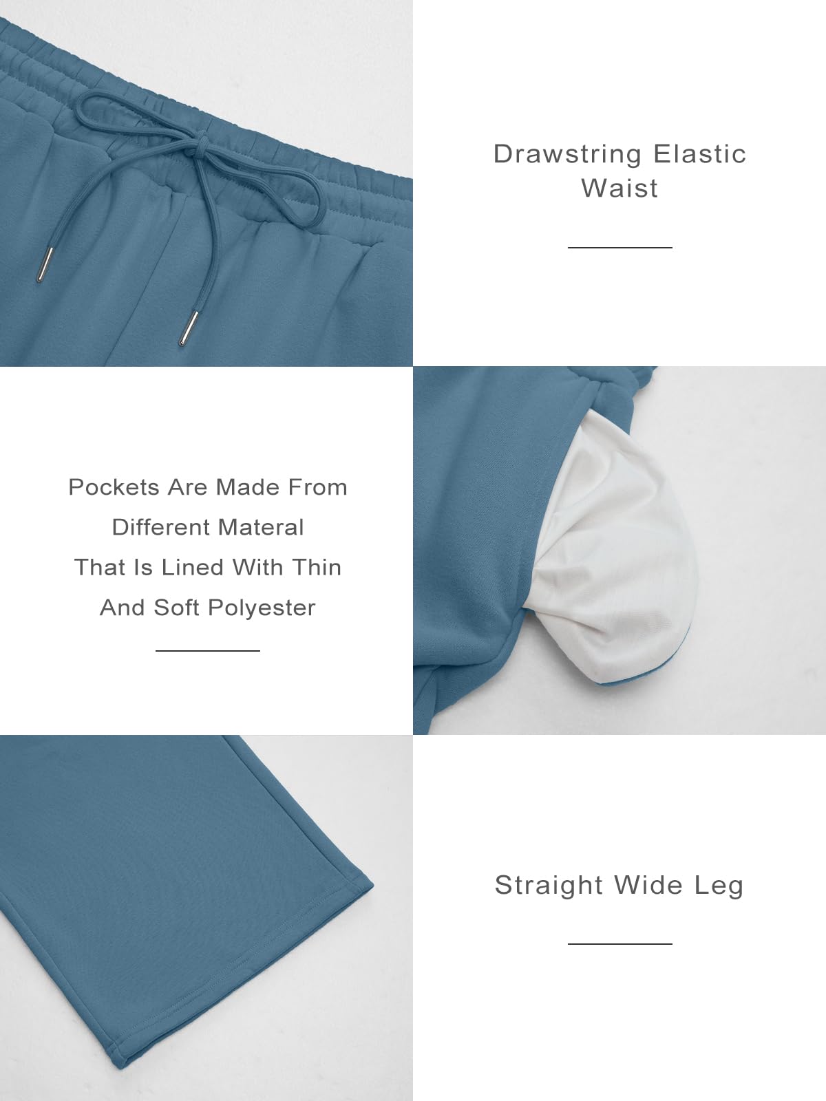 Trendy Queen Womens Wide Leg Fleece Lined Sweatpants - Noubelkit