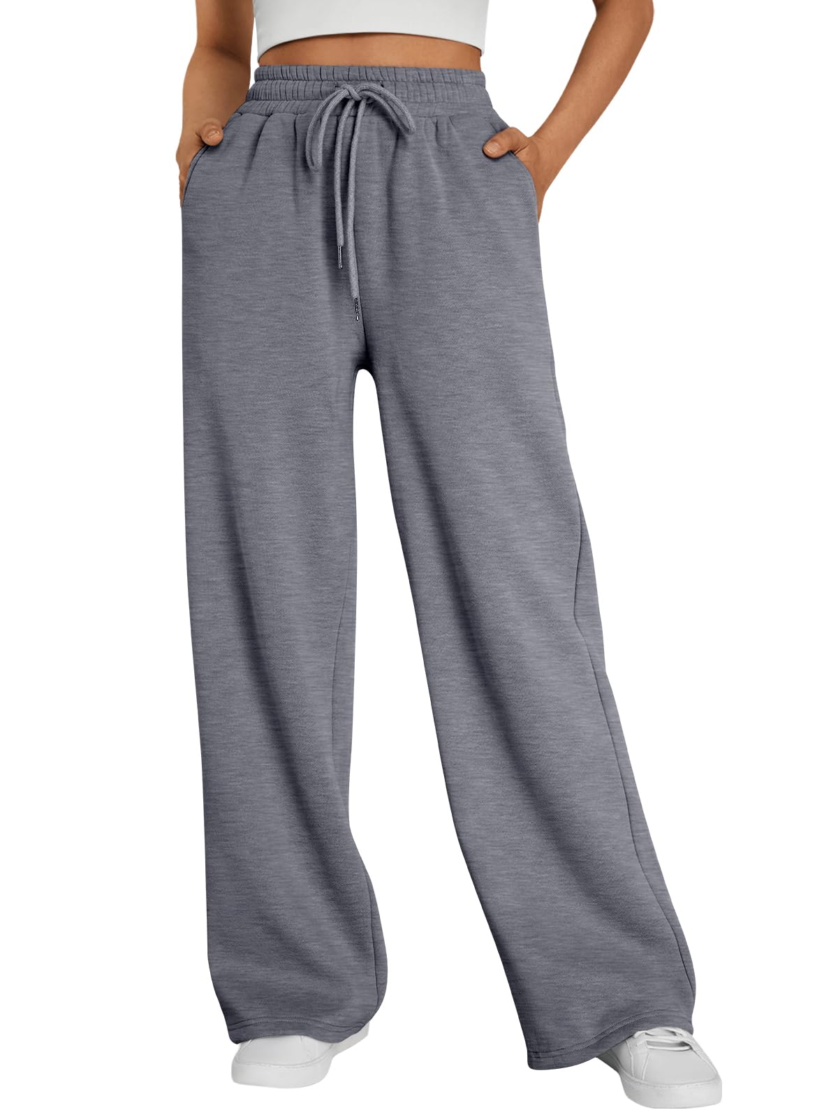 Trendy Queen Womens Wide Leg Fleece Lined Sweatpants - Noubelkit