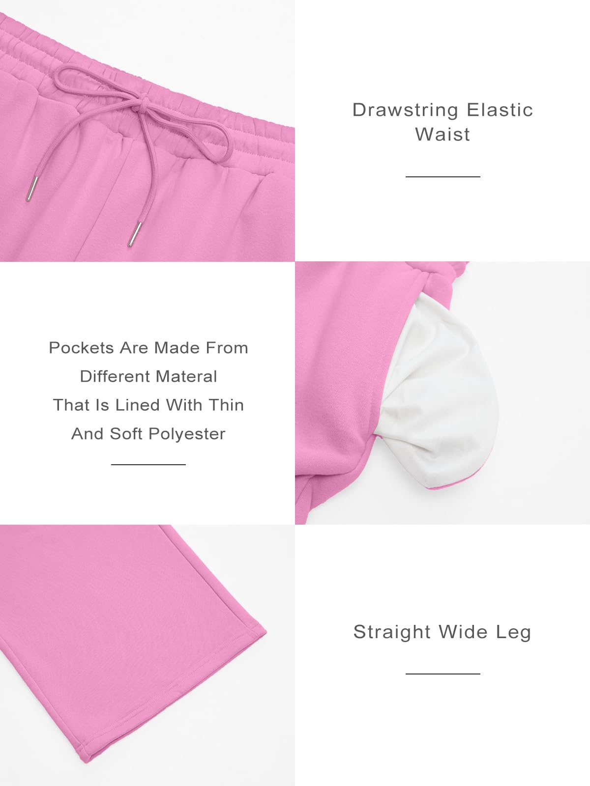 Trendy Queen Womens Wide Leg Fleece Lined Sweatpants - Noubelkit