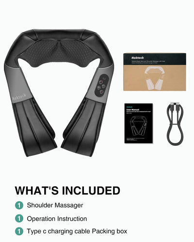 Nekteck Shiatsu Neck Massager for Pain Relief Deep Tissue with Heat, 3D Kneading Massage Pillow Back Shoulder Massagerfor Body Muscle, Plug-in Use for Home Office Car, Gifts for Mom Dad Him Her