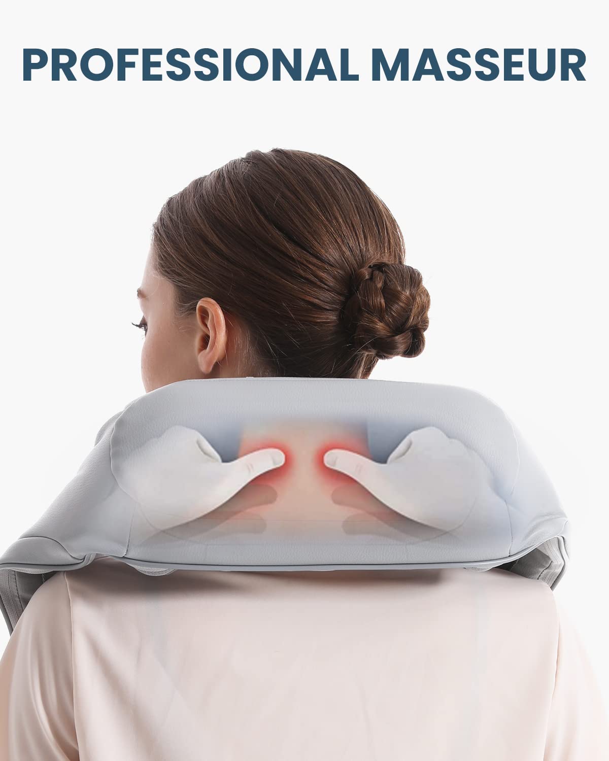 Nekteck Shiatsu Neck Massager for Pain Relief Deep Tissue with Heat, 3D Kneading Massage Pillow Back Shoulder Massagerfor Body Muscle, Plug-in Use for Home Office Car, Gifts for Mom Dad Him Her