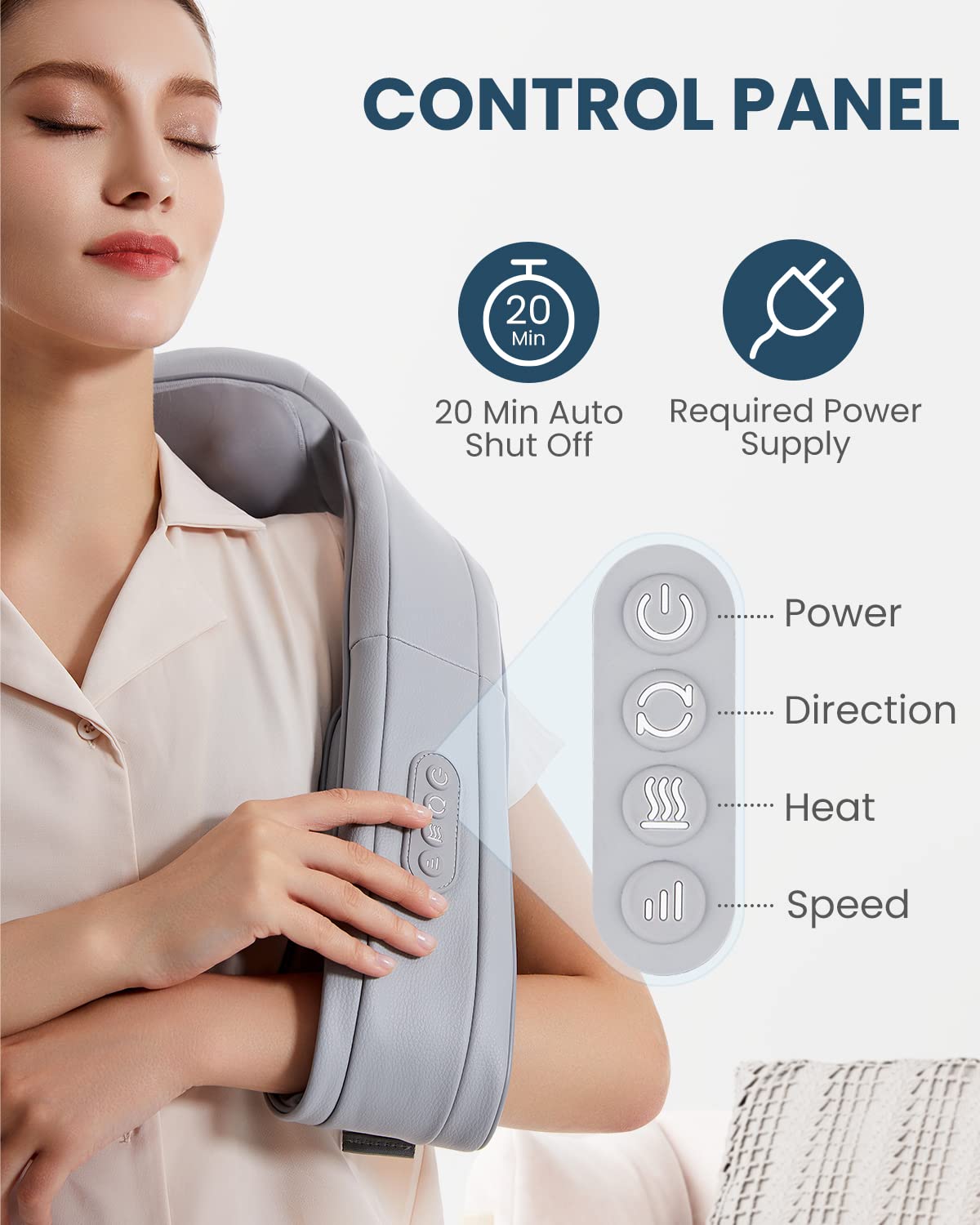 Nekteck Shiatsu Neck Massager for Pain Relief Deep Tissue with Heat, 3D Kneading Massage Pillow Back Shoulder Massagerfor Body Muscle, Plug-in Use for Home Office Car, Gifts for Mom Dad Him Her