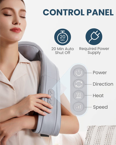 Nekteck Shiatsu Neck Massager for Pain Relief Deep Tissue with Heat, 3D Kneading Massage Pillow Back Shoulder Massagerfor Body Muscle, Plug-in Use for Home Office Car, Gifts for Mom Dad Him Her