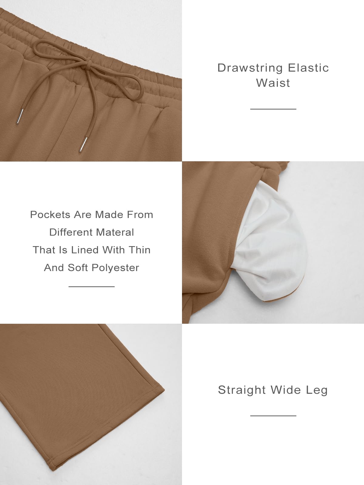 Trendy Queen Womens Wide Leg Fleece Lined Sweatpants - Noubelkit