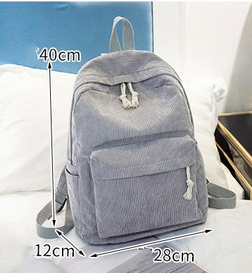 Corduroy Backpack Students Shoulder School Bags