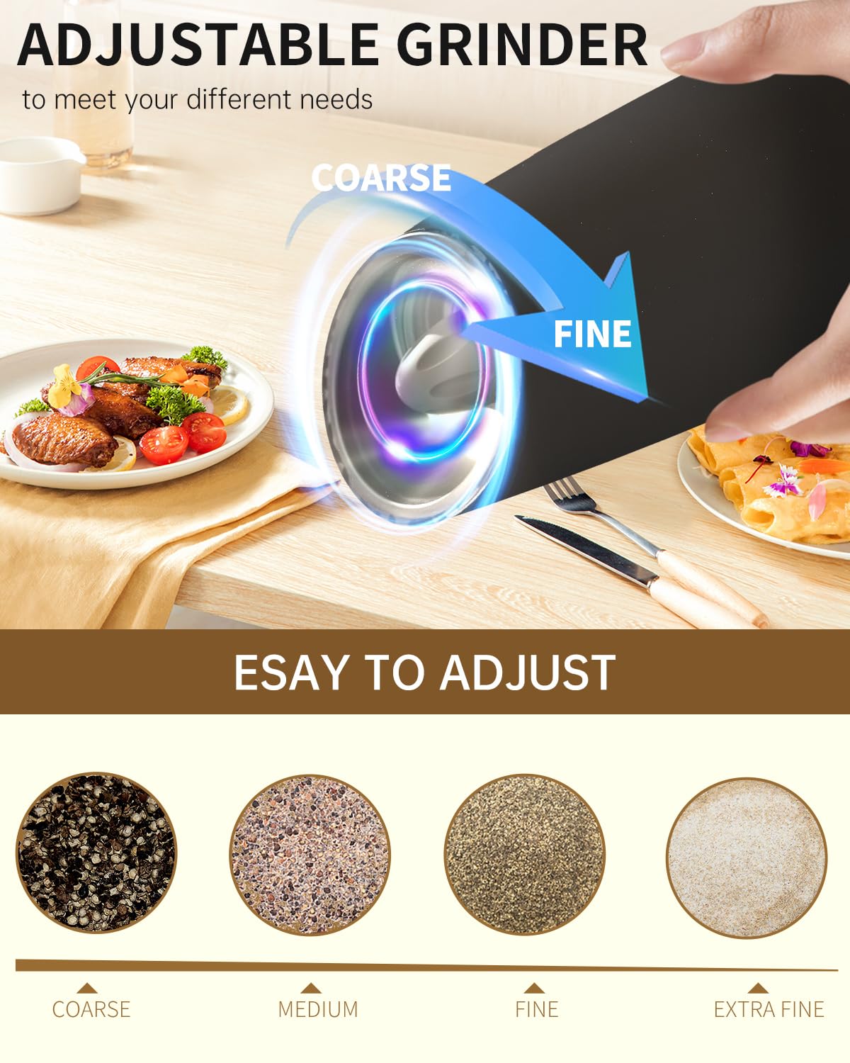 CIRCLE JOY Gravity Electric Salt and Pepper Grinder Set - Noubelkit