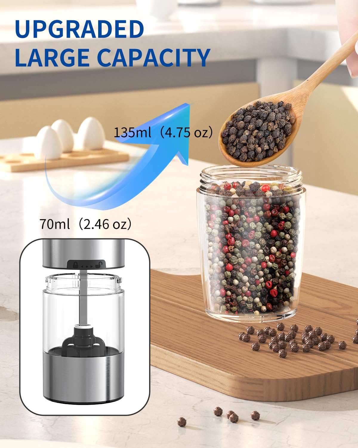 CIRCLE JOY Gravity Electric Salt and Pepper Grinder Set - Noubelkit