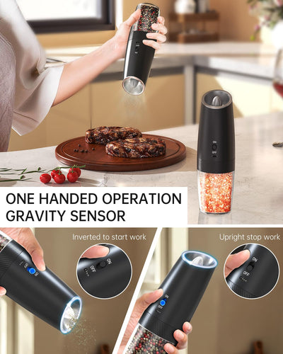 CIRCLE JOY Gravity Electric Salt and Pepper Grinder Set - Noubelkit