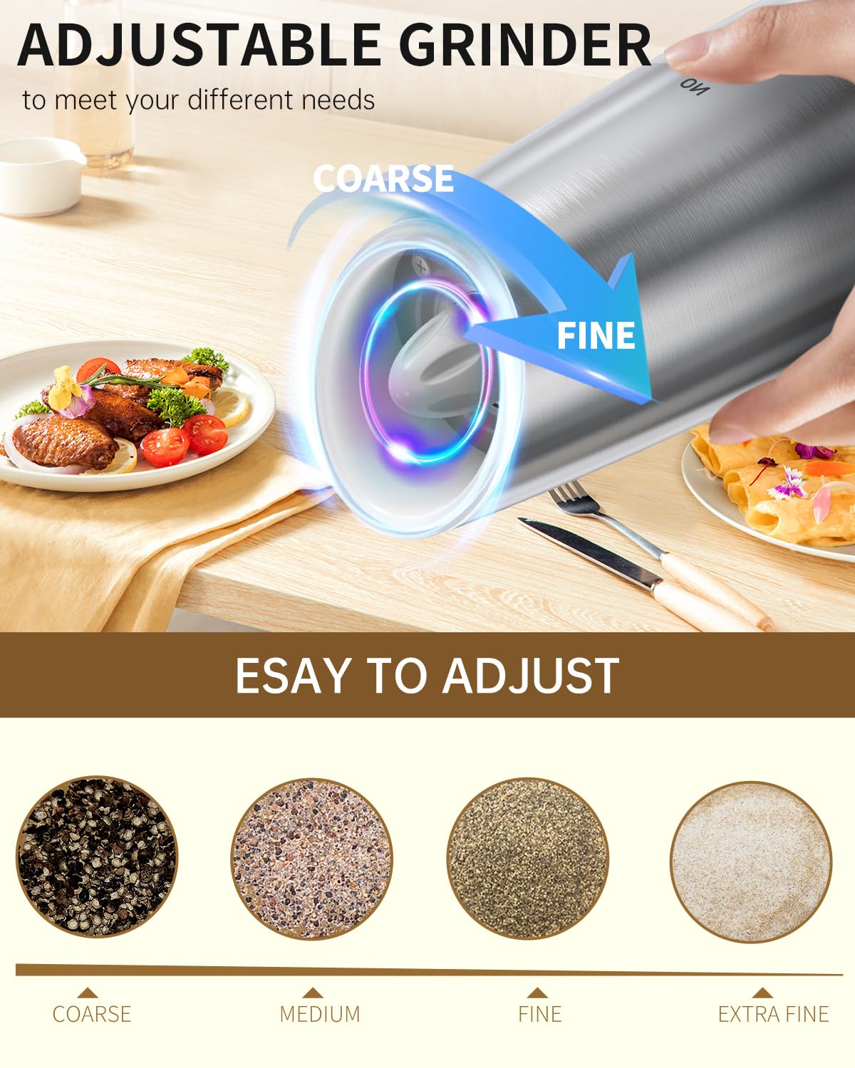 CIRCLE JOY Gravity Electric Salt and Pepper Grinder Set - Noubelkit