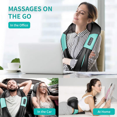 Nekteck Shiatsu Neck Massager for Pain Relief Deep Tissue with Heat, 3D Kneading Massage Pillow Back Shoulder Massagerfor Body Muscle, Plug-in Use for Home Office Car, Gifts for Mom Dad Him Her