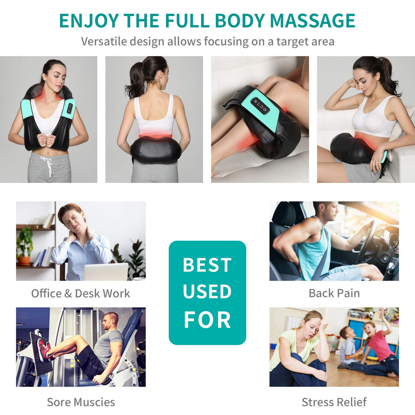 Nekteck Shiatsu Neck Massager for Pain Relief Deep Tissue with Heat, 3D Kneading Massage Pillow Back Shoulder Massagerfor Body Muscle, Plug-in Use for Home Office Car, Gifts for Mom Dad Him Her