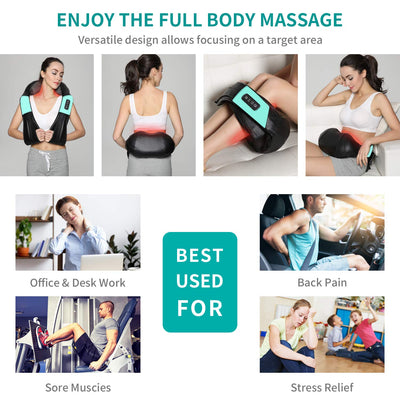 Nekteck Shiatsu Neck Massager for Pain Relief Deep Tissue with Heat, 3D Kneading Massage Pillow Back Shoulder Massagerfor Body Muscle, Plug-in Use for Home Office Car, Gifts for Mom Dad Him Her