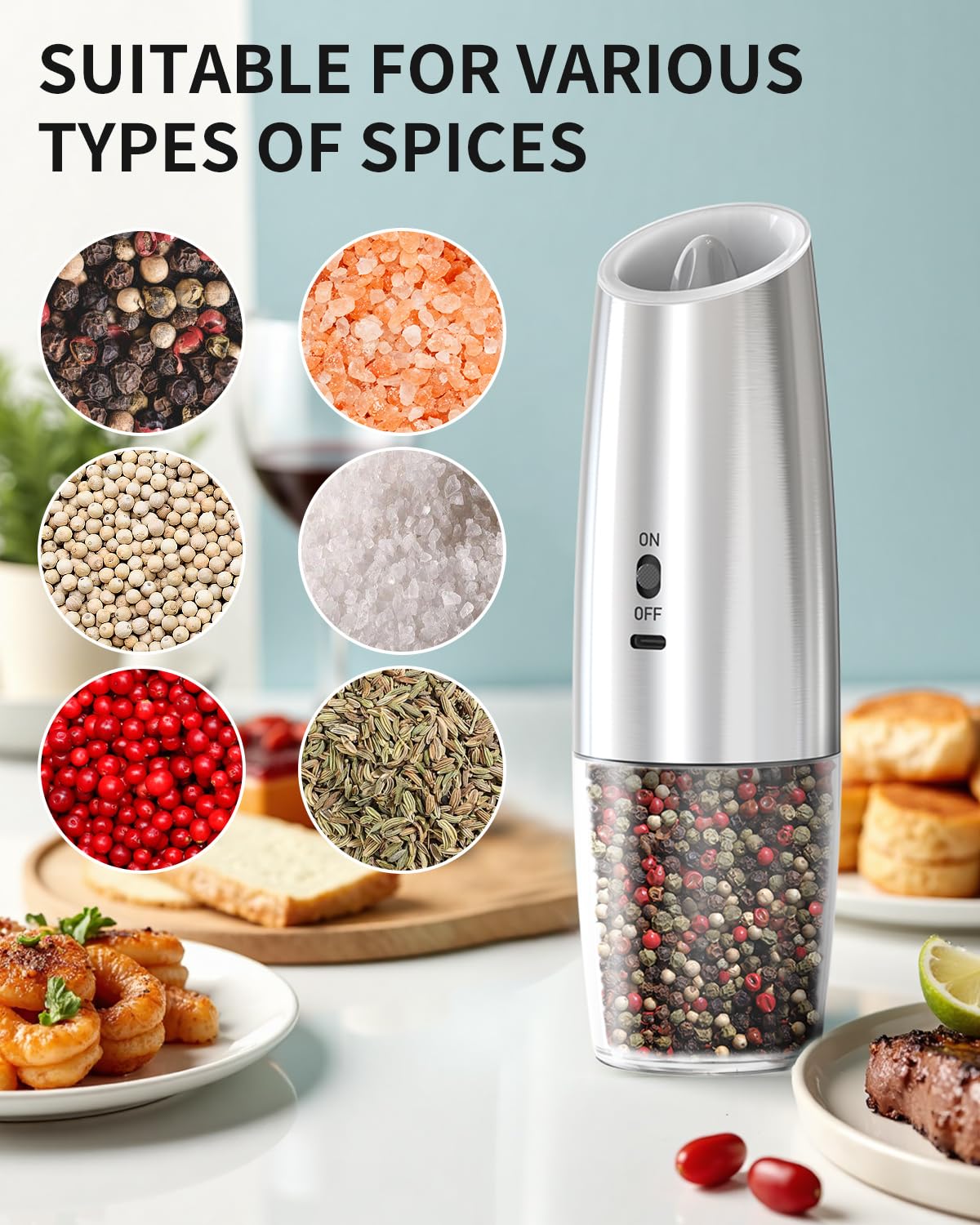 CIRCLE JOY Gravity Electric Salt and Pepper Grinder Set - Noubelkit