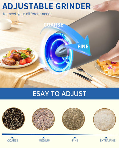 CIRCLE JOY Gravity Electric Salt and Pepper Grinder Set - Noubelkit