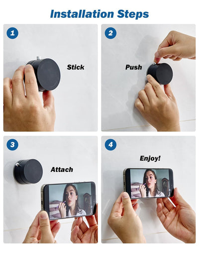 Shower Phone Holder, Reusable Suction Cup Phone Mount for Shower, Mirror, Kitchen, Window & Bathroom, Shower Phone Mount Compatible with iPhone 16, 15, 14, 13, 12 & All Phones - Noubelkit