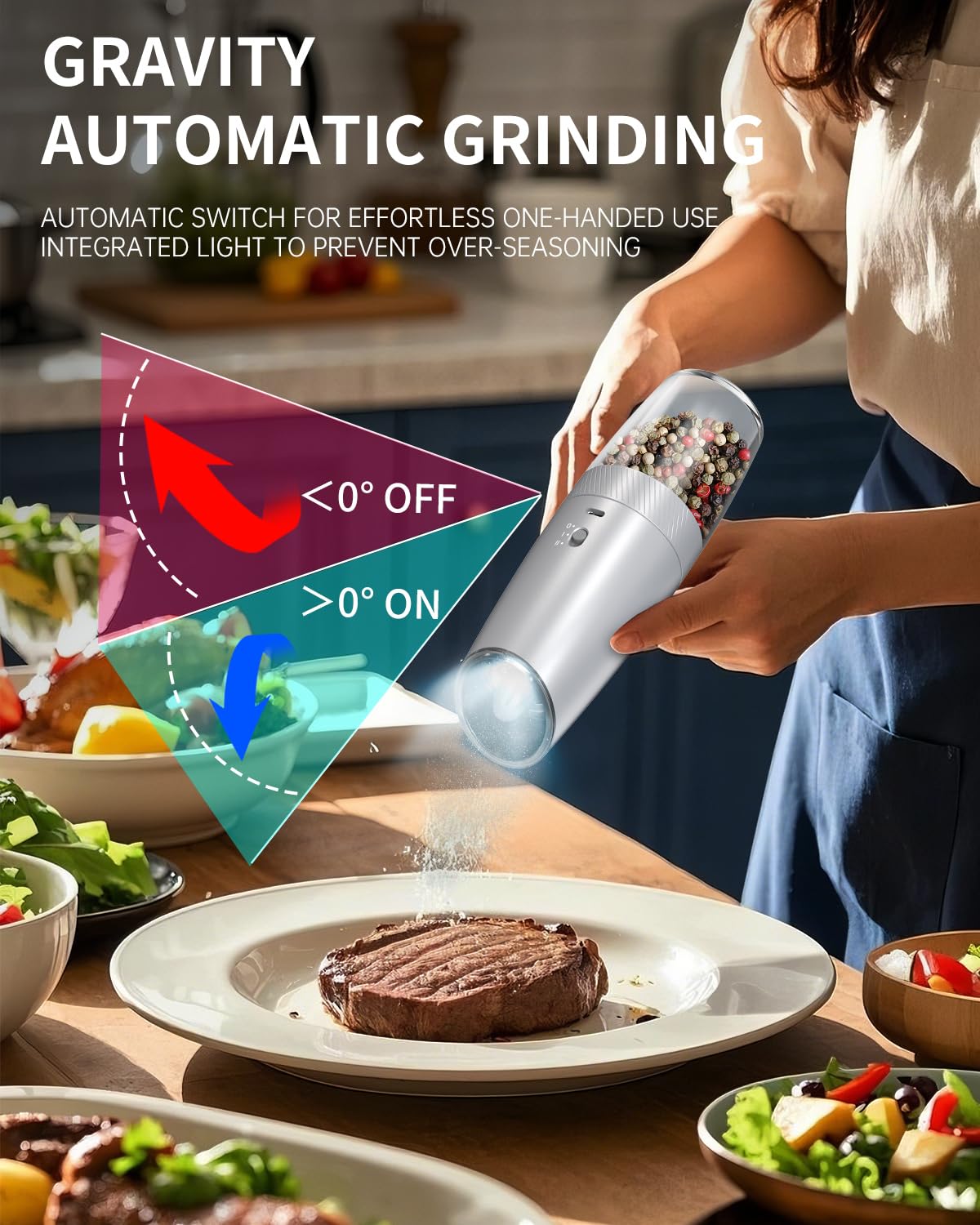 CIRCLE JOY Gravity Electric Salt and Pepper Grinder Set - Noubelkit