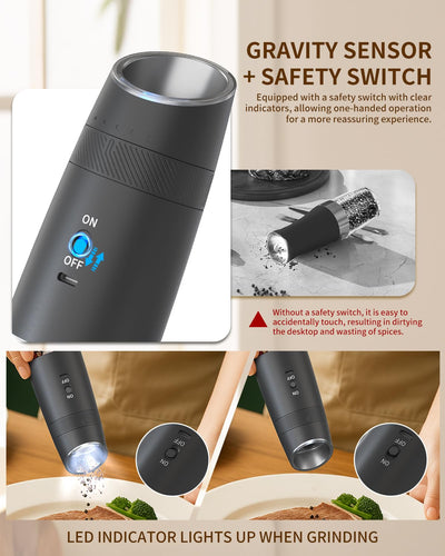 CIRCLE JOY Gravity Electric Salt and Pepper Grinder Set - Noubelkit