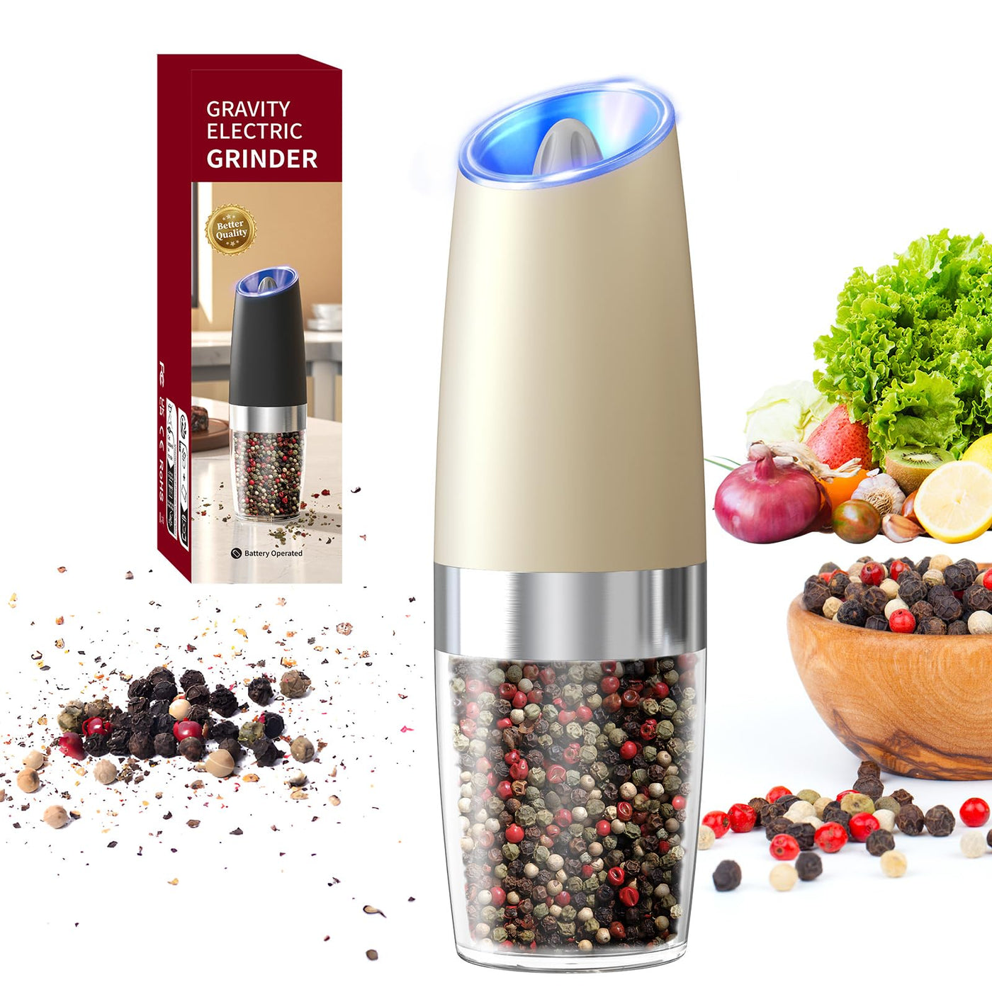 CIRCLE JOY Gravity Electric Salt and Pepper Grinder Set - Noubelkit
