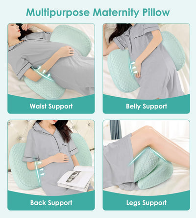 Pregnancy Pillows for Sleeping, Memory Foam Maternity Pillow Support for Back Belly HIPS, Adjustable Travel Wedge Pillow for Pregnant Women, Side Spleeping Pregnant Pillows with Cooling Pillowcase