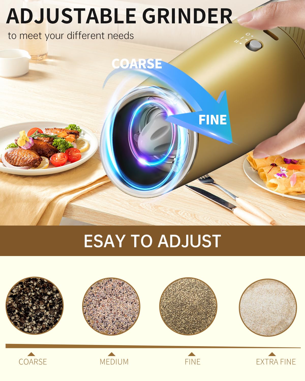 CIRCLE JOY Gravity Electric Salt and Pepper Grinder Set - Noubelkit
