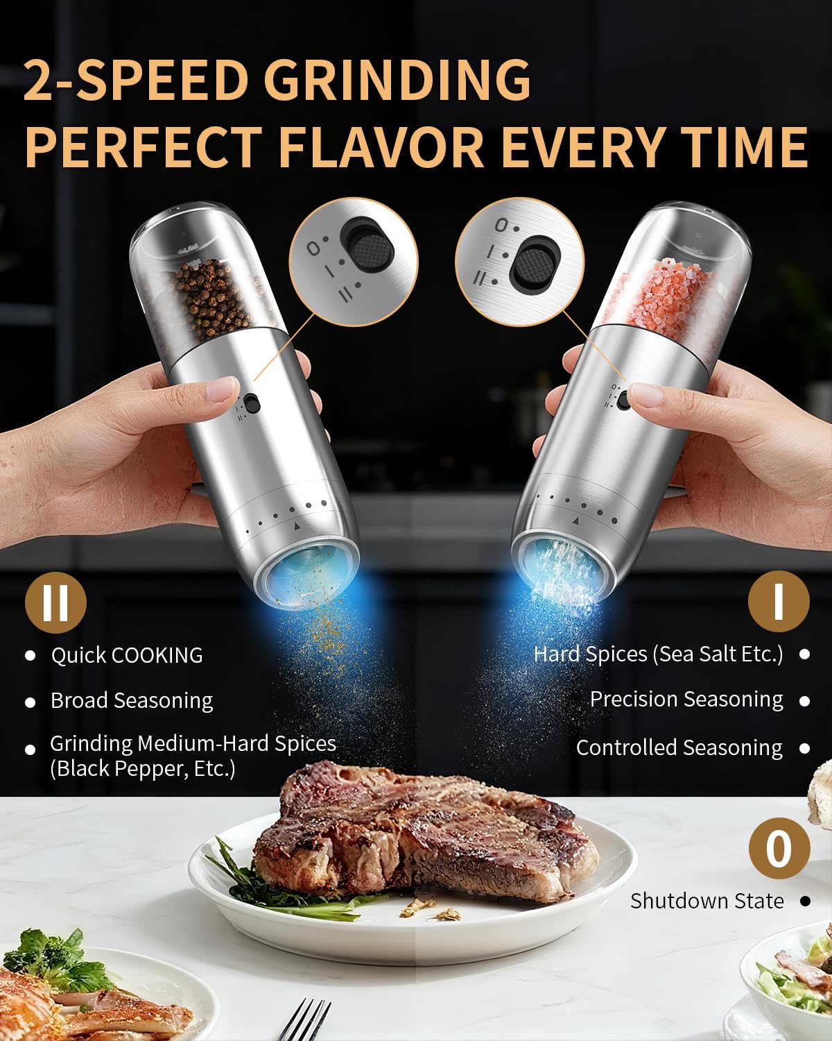 CIRCLE JOY Gravity Electric Salt and Pepper Grinder Set - Noubelkit